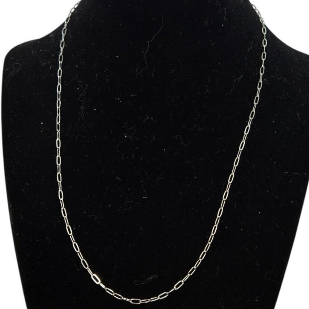 Vintage Silver Thin Cable Chain Necklace [J9]